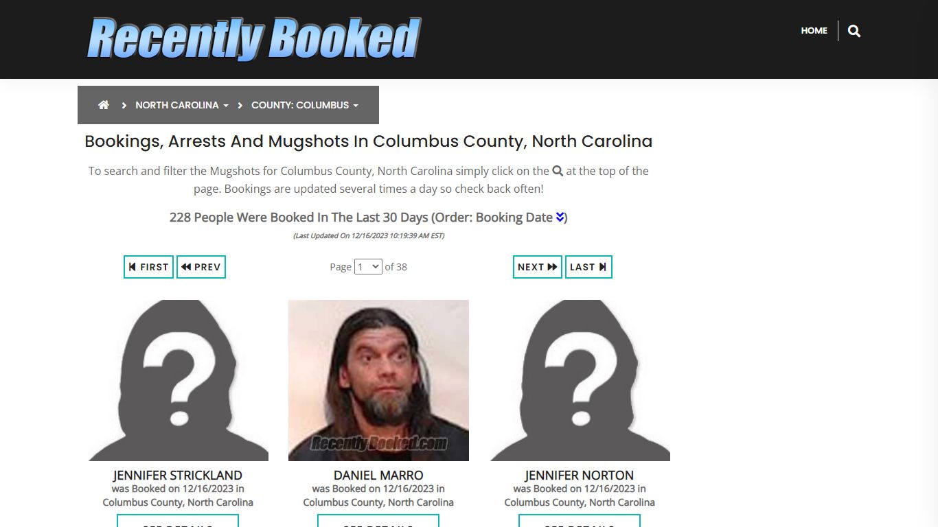 Bookings, Arrests and Mugshots in Columbus County, North Carolina