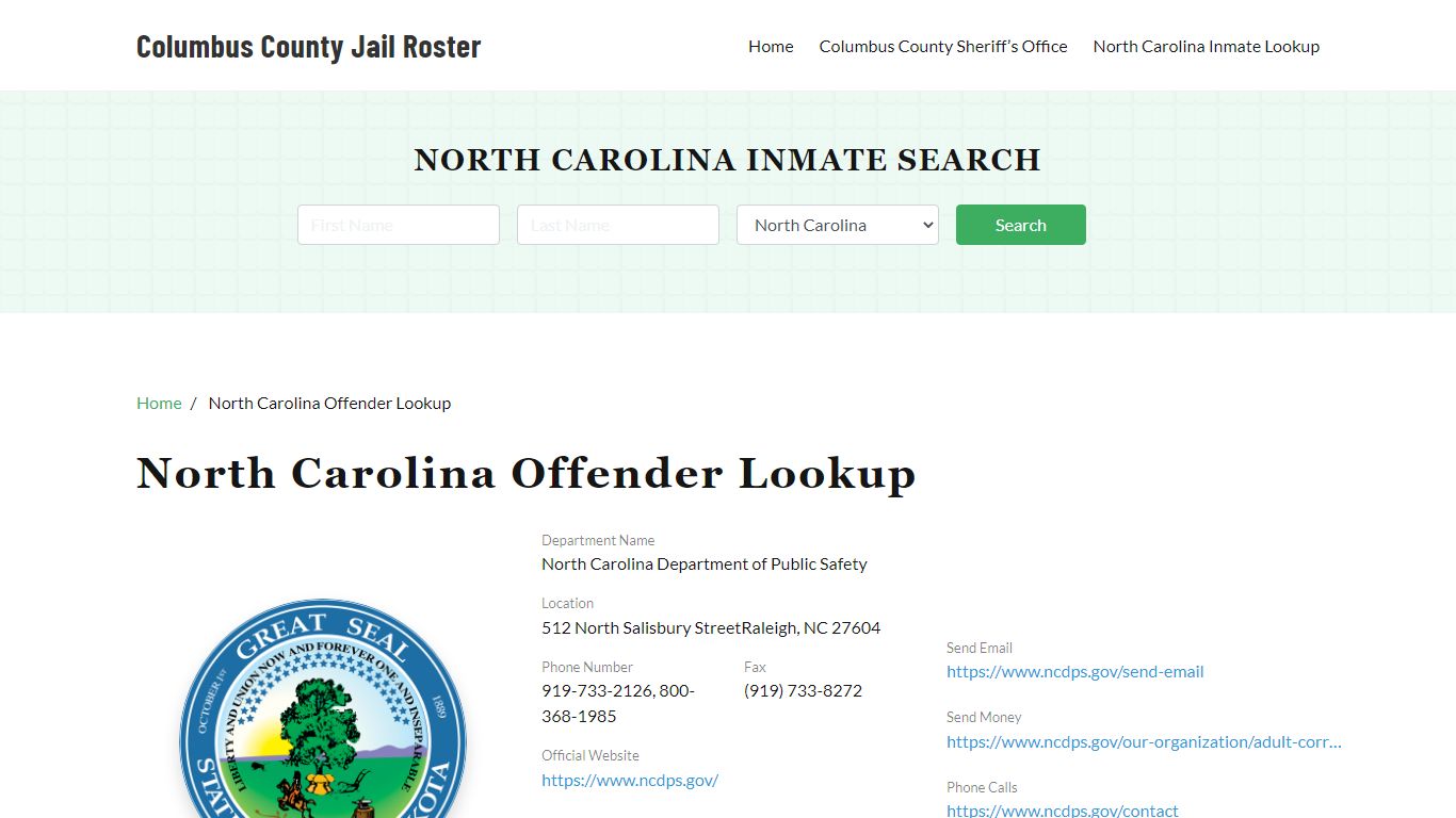 North Carolina Inmate Search, Jail Rosters